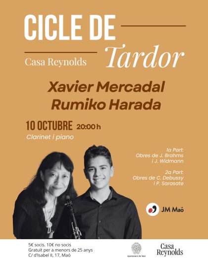 Concert de Xavier Mercadal i Rumiko Harada. Clarinet i piano